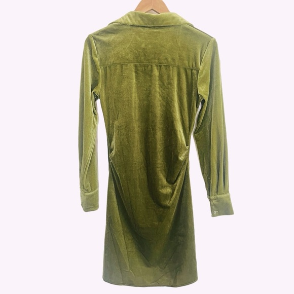 NWOT Fashion Nova Hung Up Velvet Mini Dress in Chartreuse Size XS - Picture 4 of 10